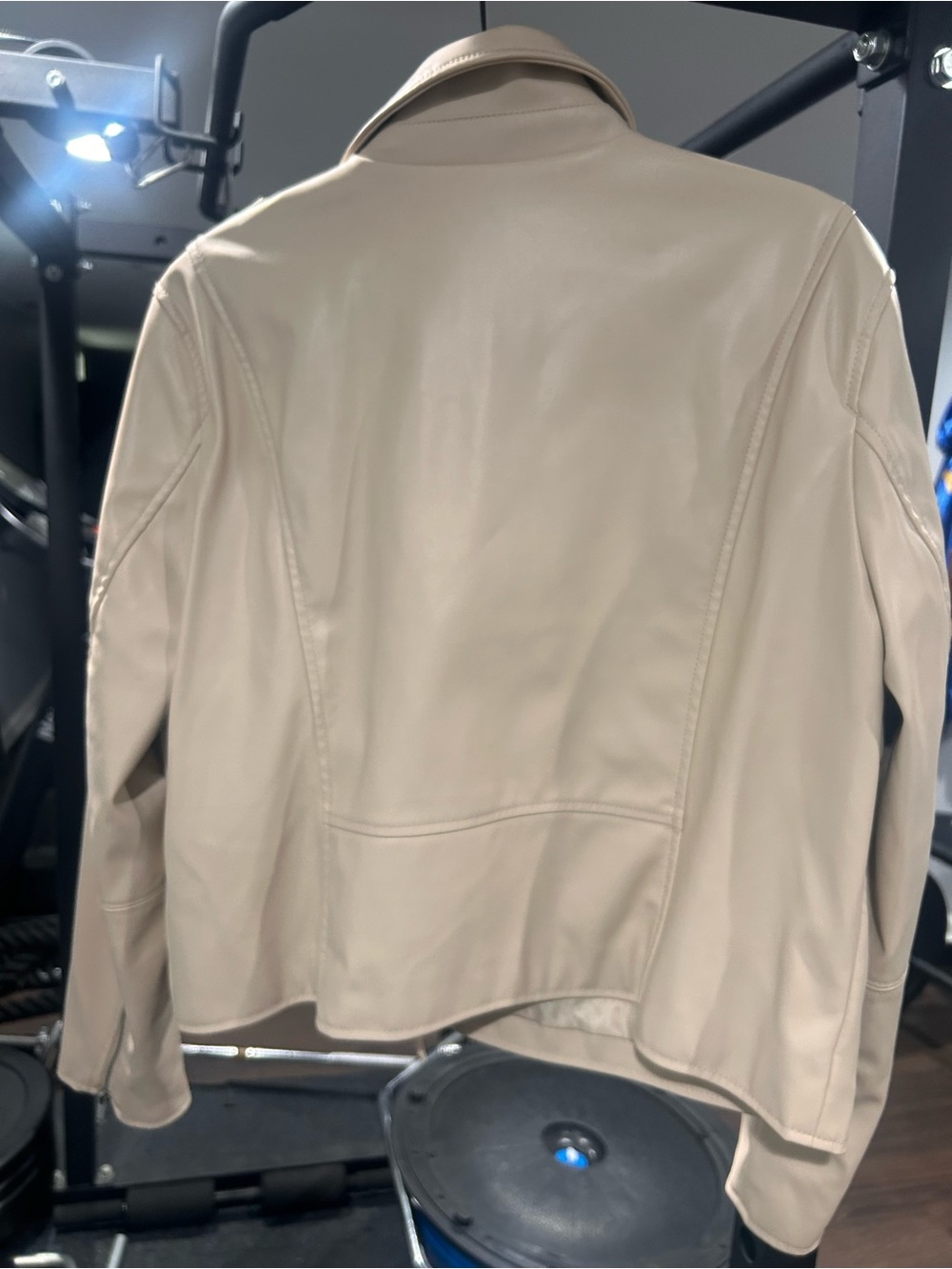 Nine West Cream Faux-Leather Moto Jacket